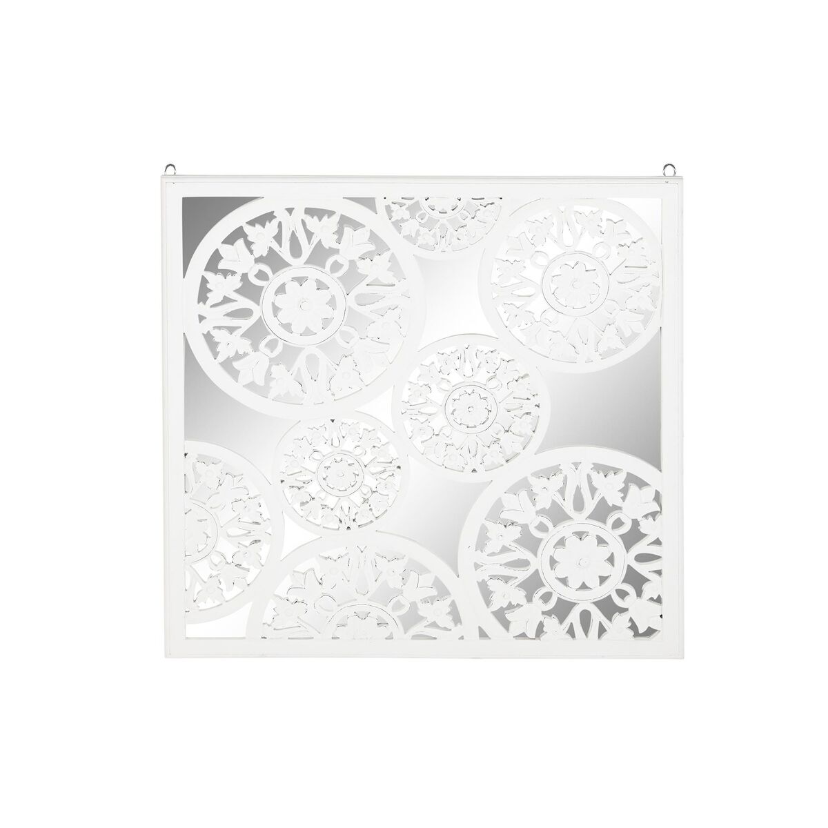 Dekorácia na stenu DKD Home Decor Zrkadlo Biela Drevo MDF (90 x 1,5 x 90 cm)