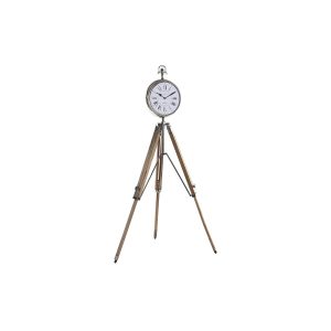 Stolné hodiny DKD Home Decor 22 x 40 x 80 cm Prírodná Striebristý Aluminium Statív Mangové drevo Tradičný