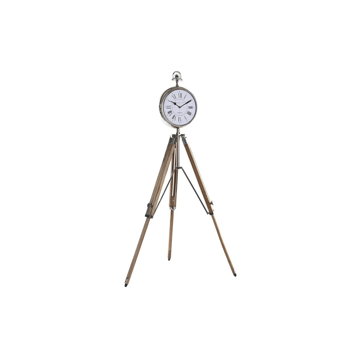 Stolné hodiny DKD Home Decor 22 x 40 x 80 cm Prírodná Striebristý Aluminium Statív Mangové drevo Tradičný
