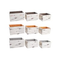 Súprava košíkov DKD Home Decor Gaštanová Sivá Oranžová 32 x 24 x 18 cm (3 kusov)