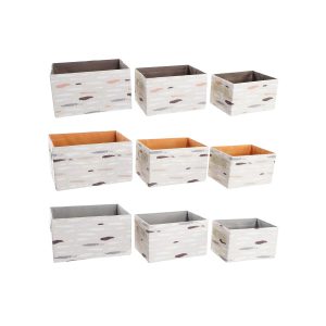 Súprava košíkov DKD Home Decor Gaštanová Sivá Oranžová 32 x 24 x 18 cm (3 kusov)