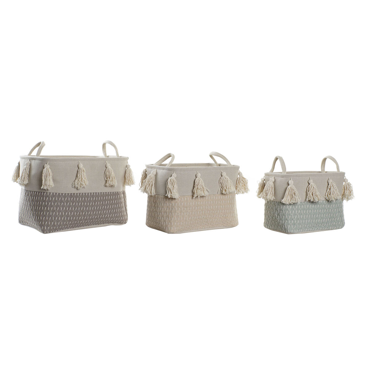 Súprava košíkov DKD Home Decor Polyester Strapce (40 x 30 x 30 cm)