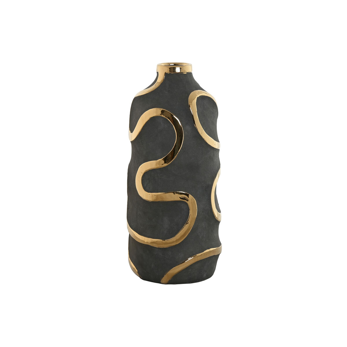 Váza Home ESPRIT Sivá Zlatá Kamenina Abstraktný Moderný 19 x 19 x 45 cm