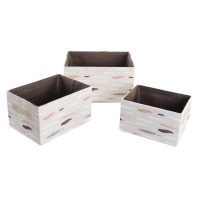 Súprava košíkov DKD Home Decor Gaštanová Sivá Oranžová 32 x 24 x 18 cm (3 kusov)
