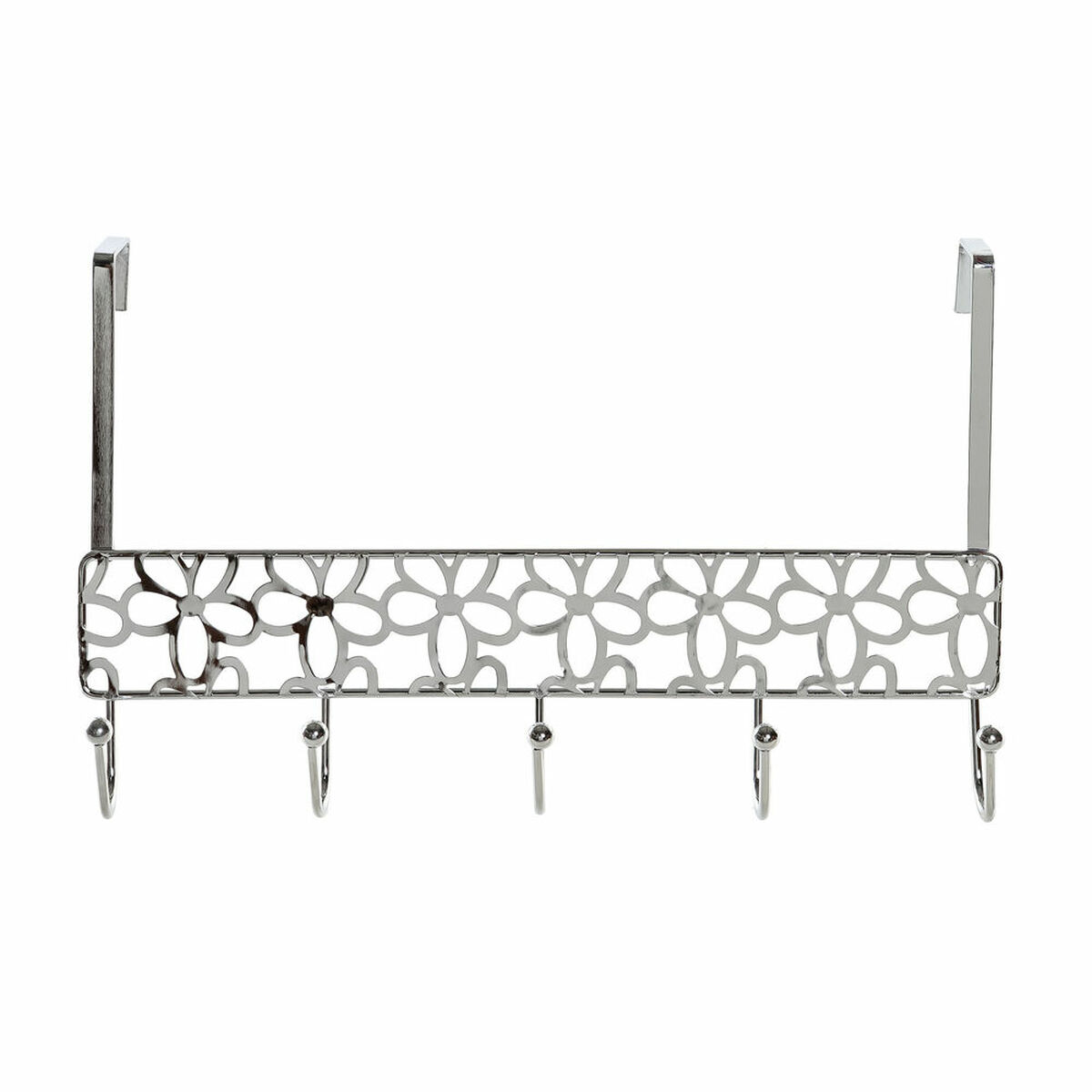 Vešiak na dvere DKD Home Decor Striebristý Kov Plastické Kvety 32 x 10 x 19 cm