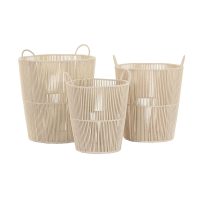 Súprava košíkov DKD Home Decor Béžová Kov 42 x 42 x 51 cm 3 Kusy