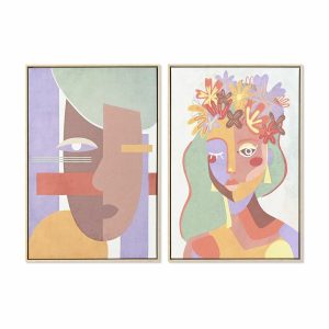Maľba DKD Home Decor 63 x 4 x 93 cm Dáma Mestská (2 kusov)