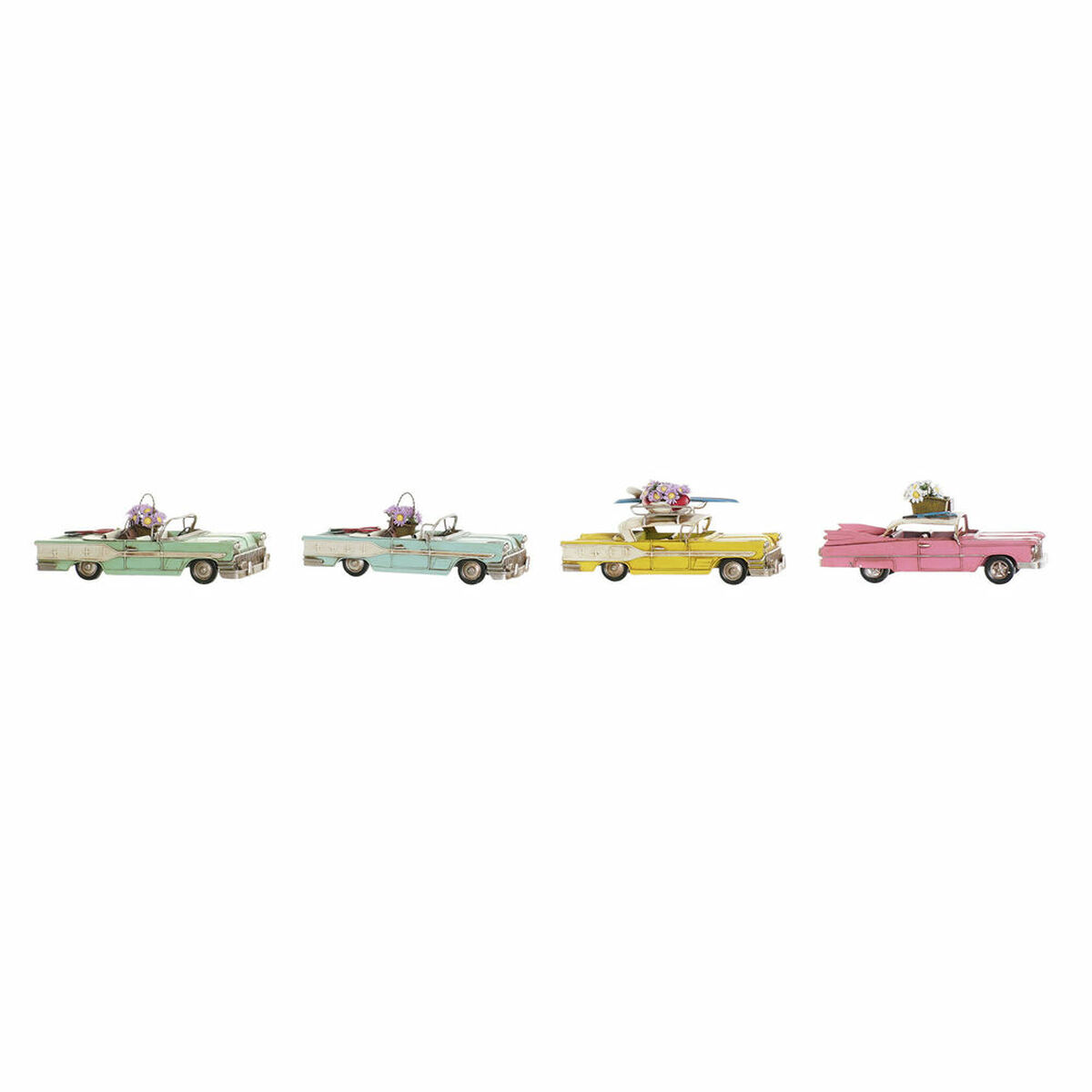 Dekoratívne postava DKD Home Decor Žltá Modrá zelená Ružová Automobil Vintage 25,8 x 10,5 x 9,5 cm (4 kusov) (4 Kusy)