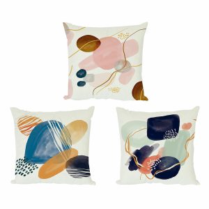 Vankúšik DKD Home Decor Plastické Modrá zelená Viacfarebná Ružová Obdĺžnikový Hranatý Abstraktný 50 x 12 x 50 cm (3 Kusy)
