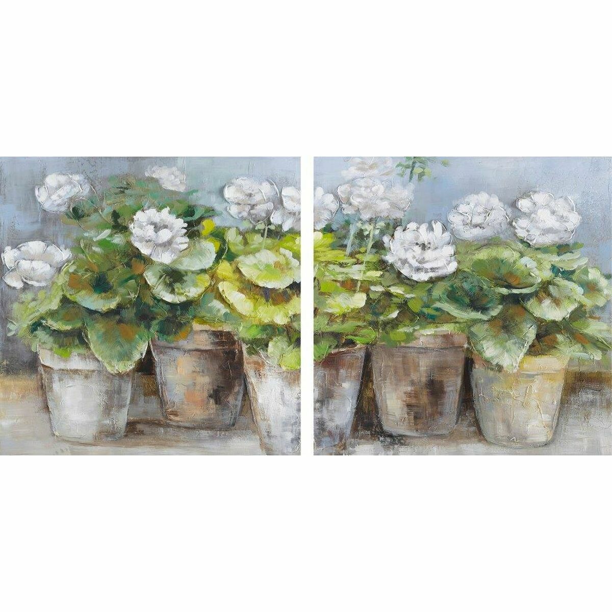 Maľba DKD Home Decor 80 x 3,5 x 80 cm Kvetináč Cottage (2 kusov)
