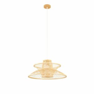 Stropné svetlo DKD Home Decor 50 x 50 x 22 cm Bambus 50 W