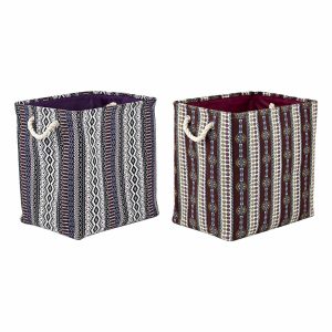 Ozdobná krabica DKD Home Decor Polyester Indián Guma 40 x 30 x 40 cm (2 kusov)
