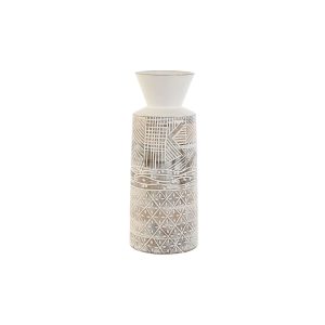 Váza Home ESPRIT Biela Prírodná Mangové drevo Koloniálny štýl 15 x 15 x 22,5 cm