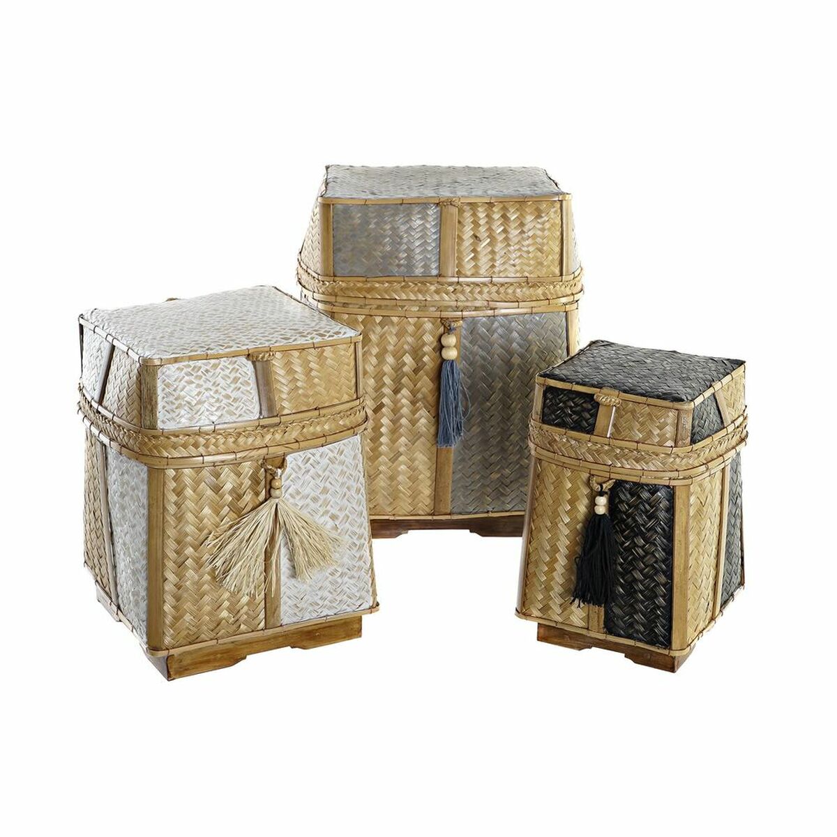 Súprava košíkov DKD Home Decor Prírodná 33 x 33 x 40 cm Bambus 32 x 32 x 40 cm Boho