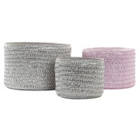 Súprava košíkov DKD Home Decor Sivá Ružová Polypropylén 27 x 27 x 17 cm