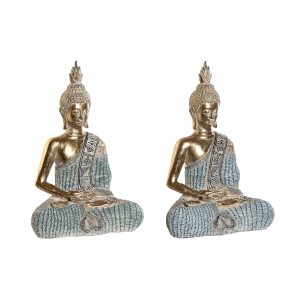 Dekoratívne postava DKD Home Decor 23 x 13 x 34 cm Modrá Buddha Tyrkysový Orientálny Čistenie (2 kusov)