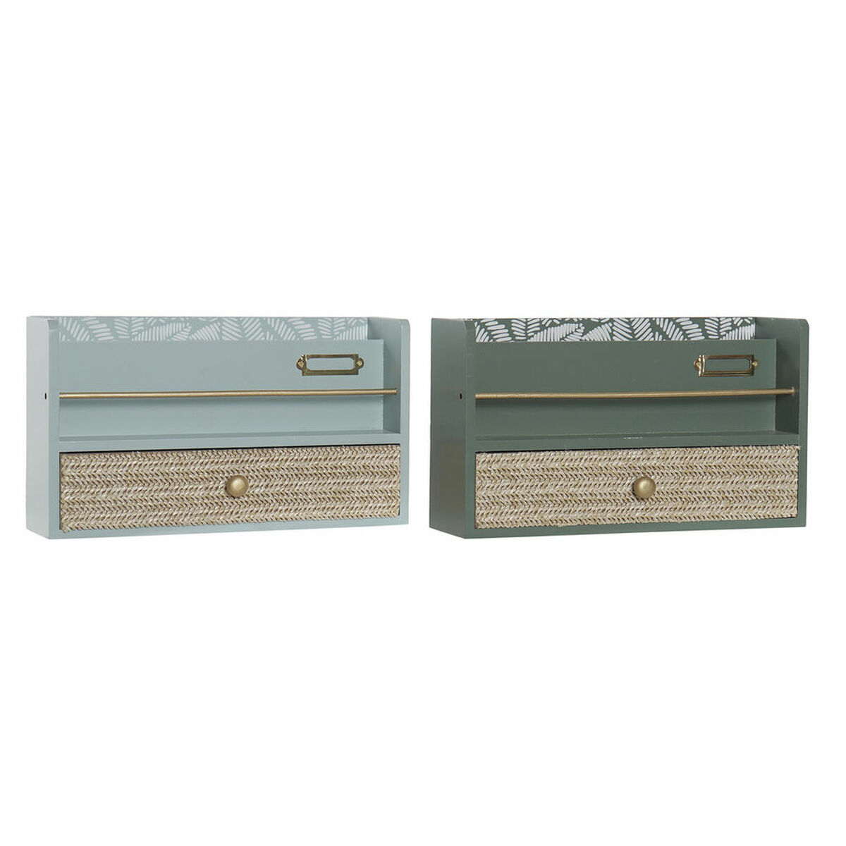 Viacúčelový organizér DKD Home Decor LD-181379 zelená Polypropylén Drevo MDF 30 x 9 x 17 cm (2 kusov)