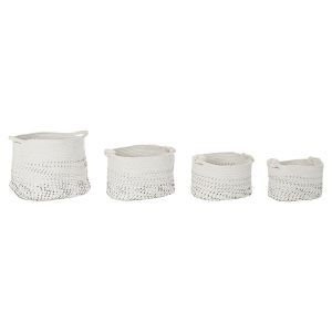 Súprava košíkov DKD Home Decor Biela Čierna Boho 36 x 36 x 33 cm (4 Kusy)