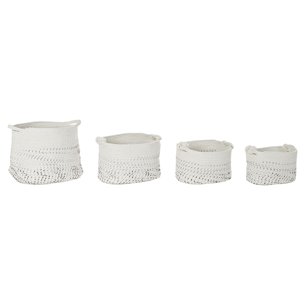 Súprava košíkov DKD Home Decor Biela Čierna Boho 36 x 36 x 33 cm (4 Kusy)