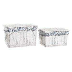 Súprava košíkov DKD Home Decor Polyester prútený (45 x 35 x 30 cm)