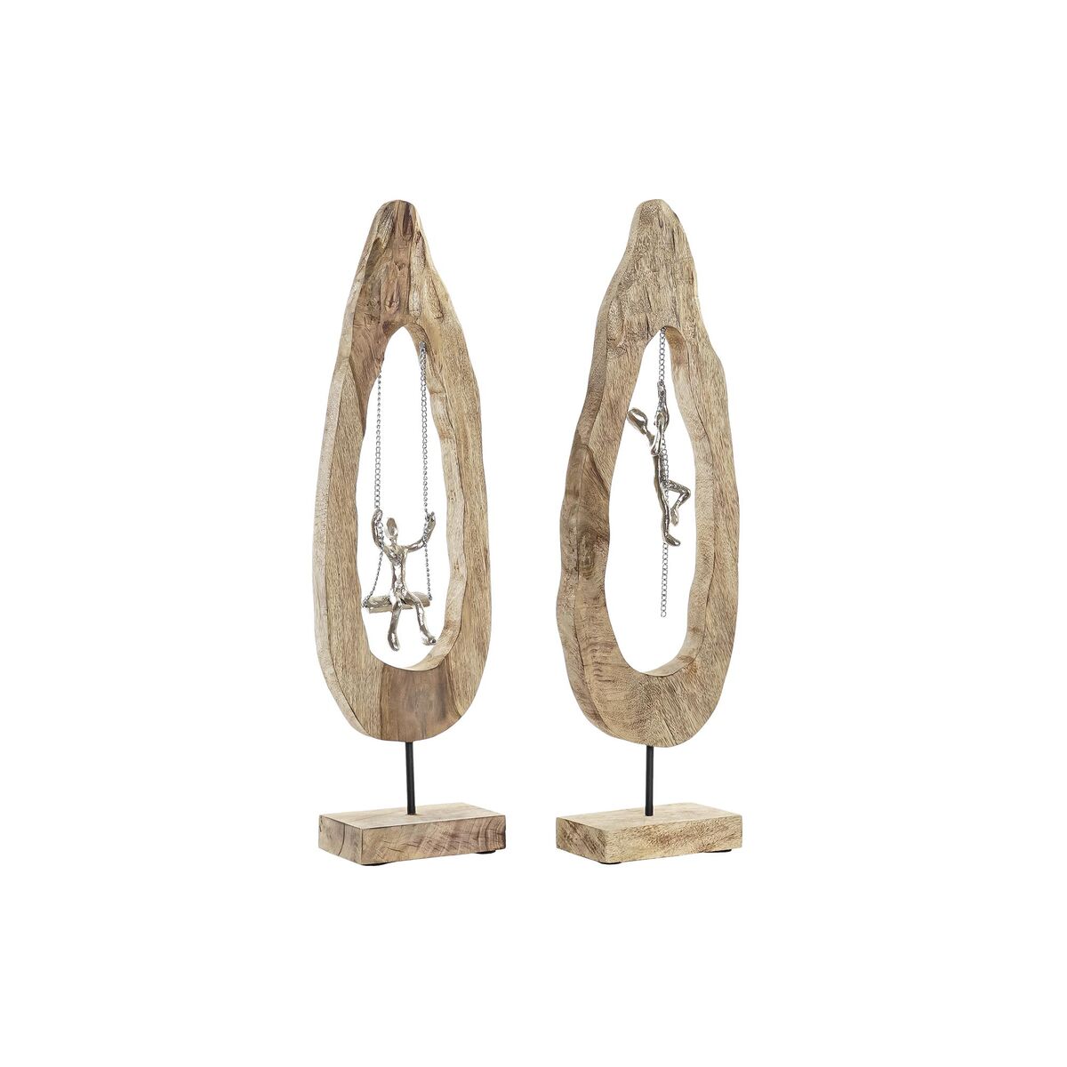 Dekoratívne postava DKD Home Decor Gaštanová Striebristý Prírodná 18 x 9 x 62 cm (2 kusov)