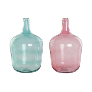 Váza DKD Home Decor zelená Ružová Tvrdené sklo 25 x 25 x 40 cm (2 kusov)