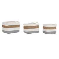 Súprava košíkov DKD Home Decor Biela Prírodné vlákno 36 x 27 x 27 cm 3 Kusy