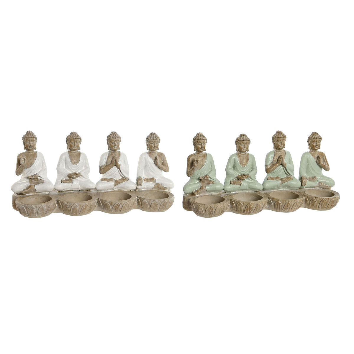 Dekoratívne postava Home ESPRIT Biela zelená Buddha Orientálny 24 x 9 x 11 cm (2 kusov)
