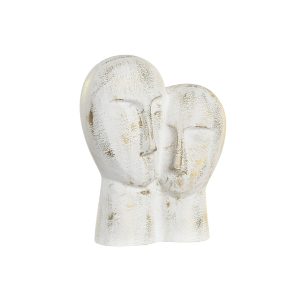 Dekoratívne postava DKD Home Decor 23 x 10 x 30 cm Tvár Zlatá Aluminium Biela