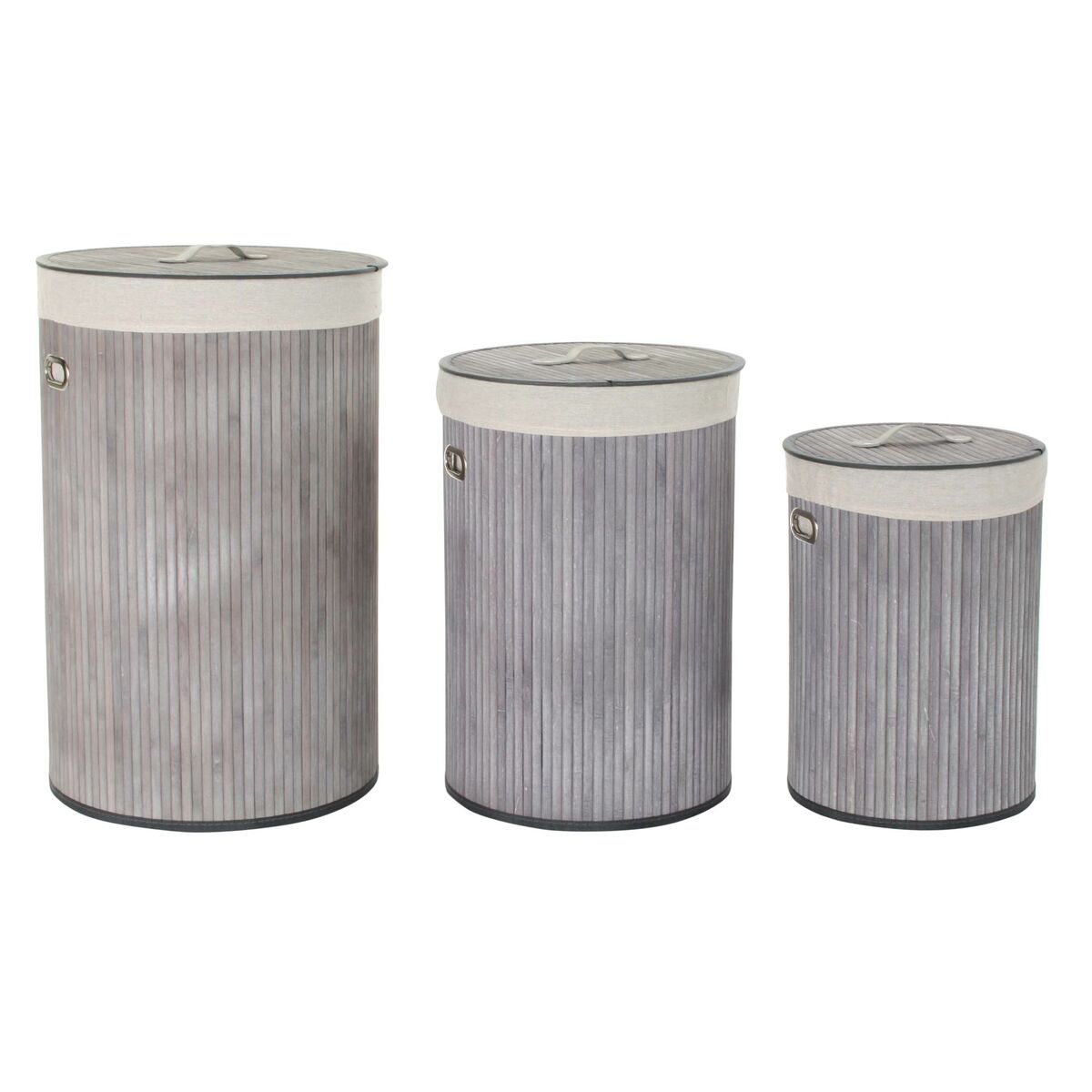 Sada košíkov DKD Home Decor Béžová Sivá Bambus 38 x 38 x 60 cm (3 Kusy) (2 kusov)