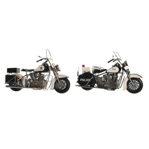 Dekoratívne postava DKD Home Decor 35 x 14 x 24 cm Čierna Motocykel Biela Vintage (2 kusov)