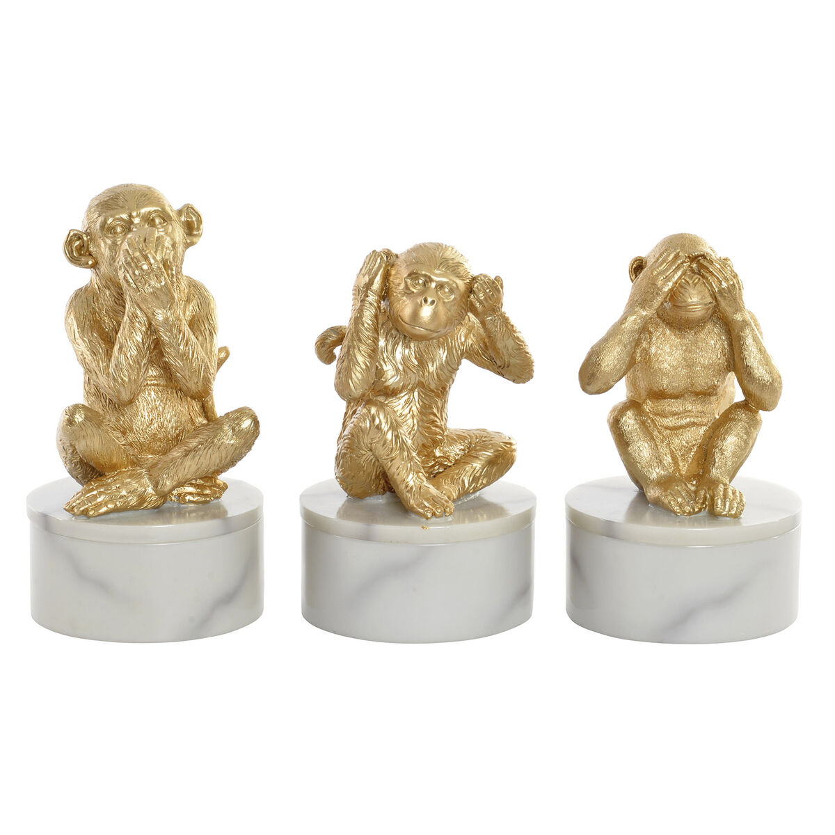 Dekoratívne postava DKD Home Decor Biela Zlatá Tropické Opice 10,5 x 10,5 x 18,5 cm (3 Kusy)
