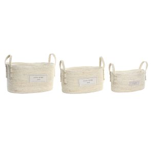 Súprava košíkov DKD Home Decor Bavlna Vlákna (34 x 23 x 20 cm)