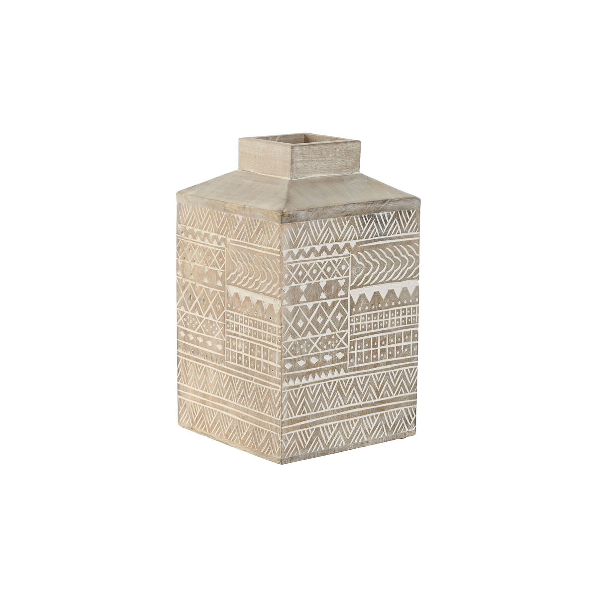 Váza Home ESPRIT Biela Prírodná Mangové drevo Koloniálny štýl 18 x 18 x 30,5 cm