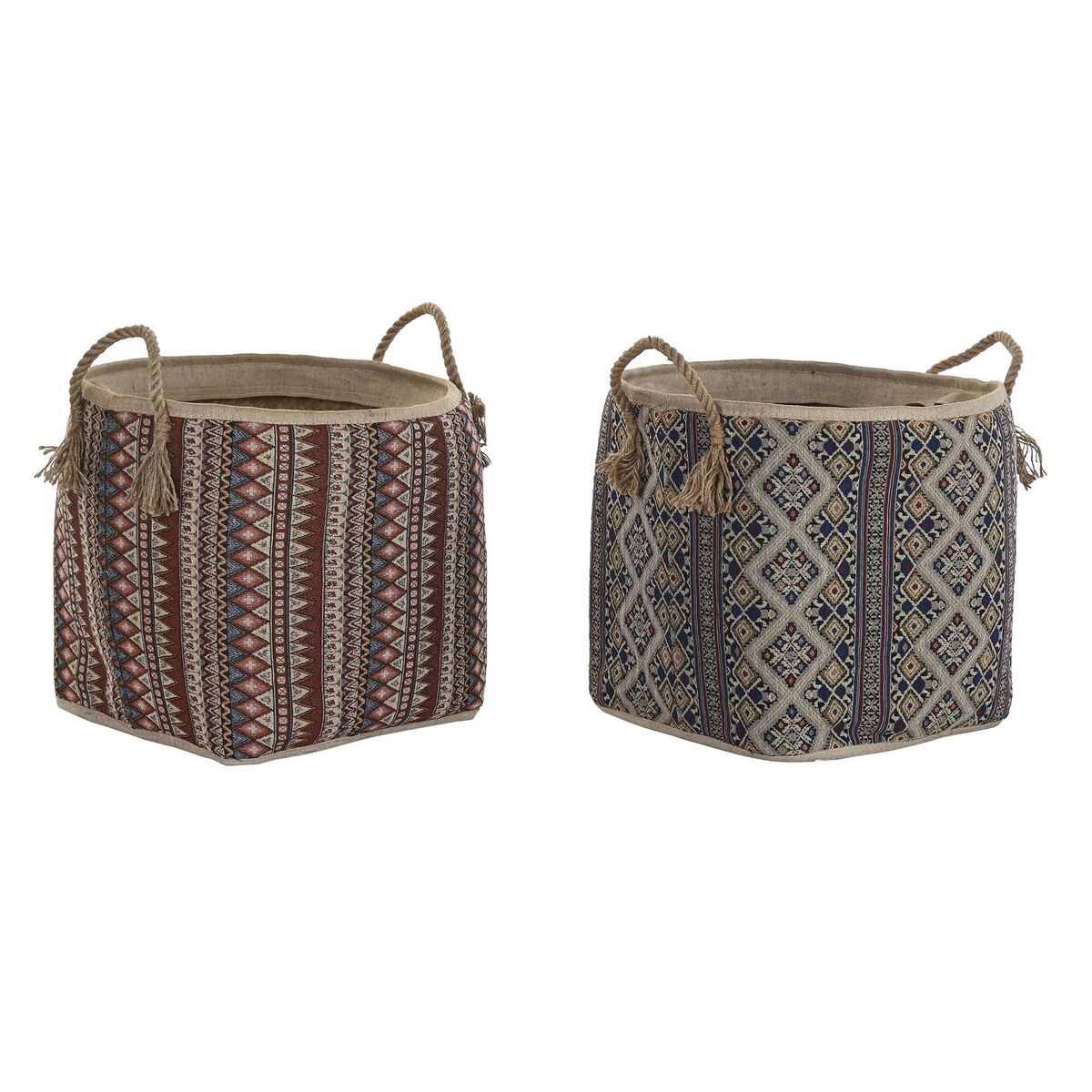 Kôš DKD Home Decor 40 x 40 x 48 cm Juta Morská tráva Boho (2 kusov)