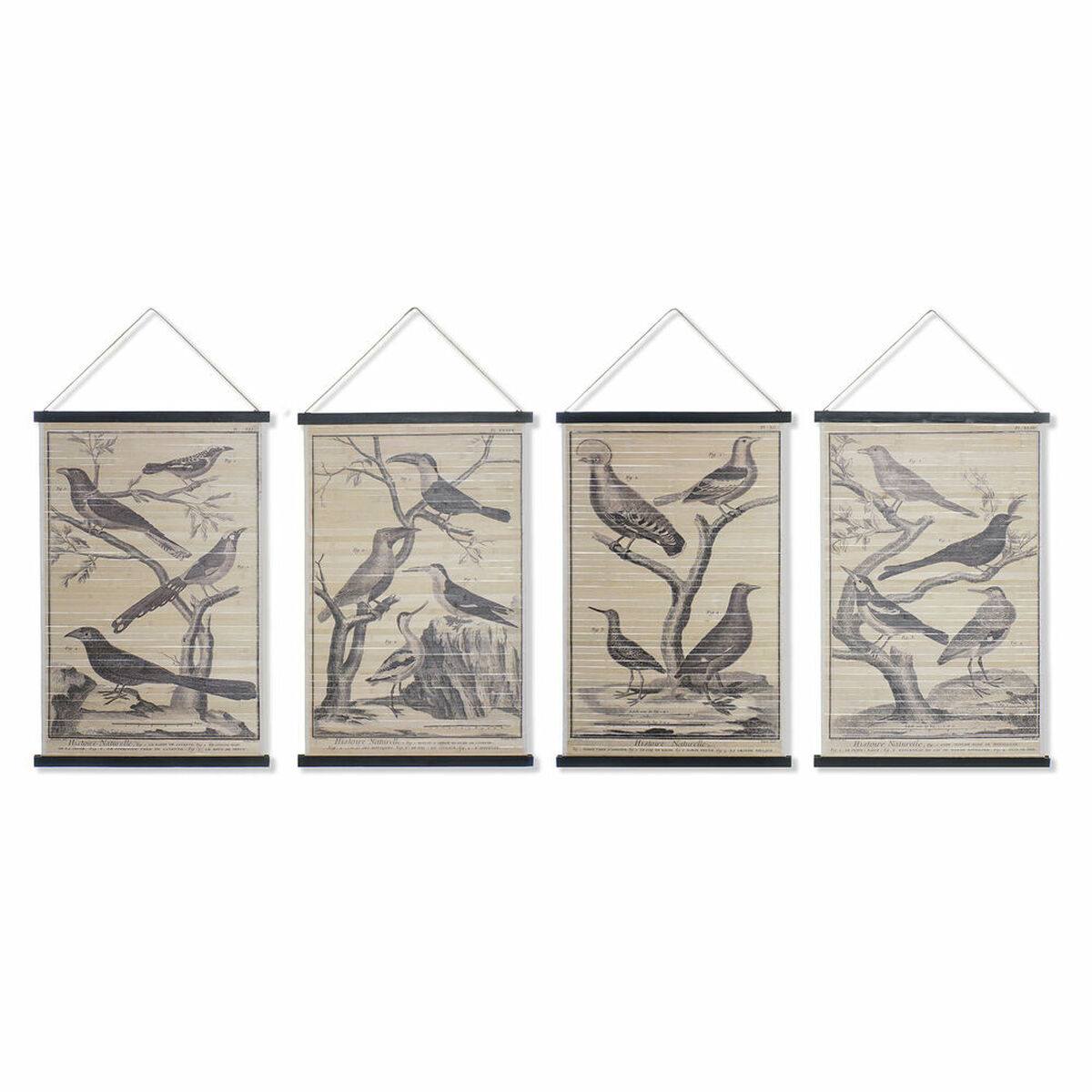 Plátno DKD Home Decor Vtáky 60 x 2 x 90 cm Cottage (4 Kusy)