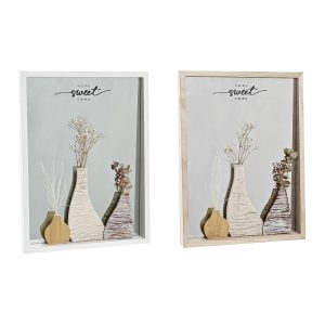 Nástenné zrkadlo DKD Home Decor Sklo Prírodná Biela 30 x 4 x 40 cm Drevo MDF Cottage (2 kusov)
