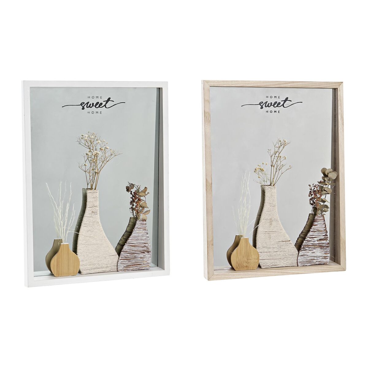 Nástenné zrkadlo DKD Home Decor Sklo Prírodná Biela 30 x 4 x 40 cm Drevo MDF Cottage (2 kusov)