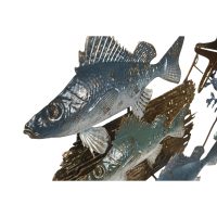 Dekorácia na stenu Home ESPRIT Modrá Zlatá Stredozemný Ryby 100 x 5 x 46 cm