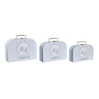 Súprava dekoračných krabičiek DKD Home Decor 28 x 9,5 x 20 cm Modrá Kov Viacfarebná Kartón