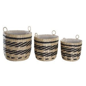 Súprava košíkov DKD Home Decor Polyester Koloniálny štýl Vlákna (38 x 38 x 36 cm)