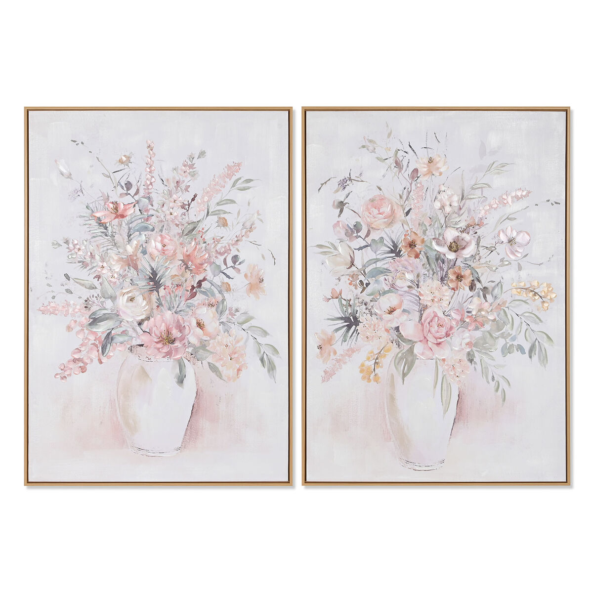 Maľba Home ESPRIT Shabby Chic Váza 70 x 3,5 x 100 cm (2 kusov)