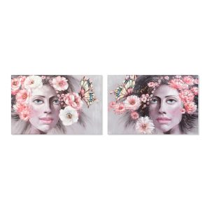 Maľba DKD Home Decor Girl Kvety 120 x 3 x 80 cm Moderný (2 kusov)