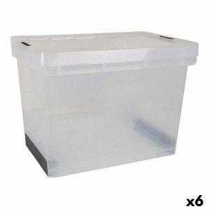 Nádoba na uskladnenie s vrchnákom Evolution Transparentná 39 x 29 x 20,5 cm (6 kusov) (39 x 29 x 20,5 cm)