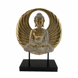 Dekoratívne postava DKD Home Decor 25 x 8 x 33 cm Čierna Zlatá Buddha Orientálny