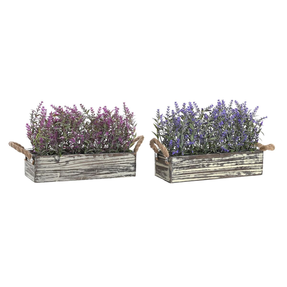 Okrasná rastlina DKD Home Decor 30 x 12 x 21 cm Drevo Fialová Polyetylén Fuchsiová (2 kusov)