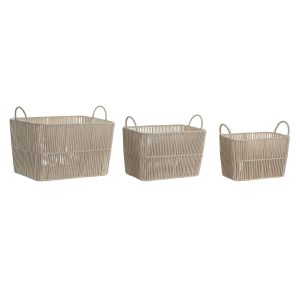 Súprava košíkov DKD Home Decor Béžová Kov 39 x 29 x 31 cm 3 Kusy