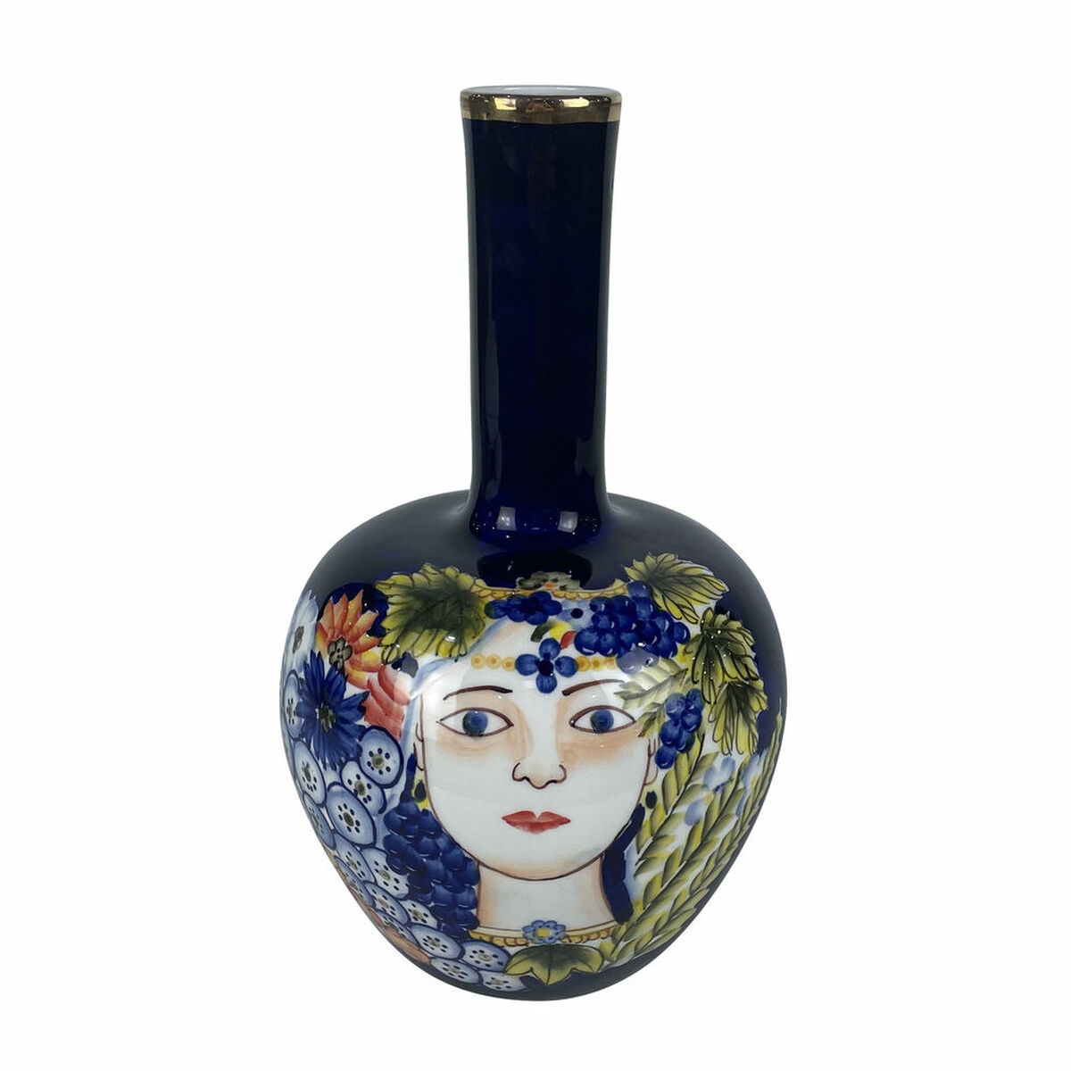 Váza DKD Home Decor Tvár Porcelán Modrá Viacfarebná 17 x 17 x 30 cm