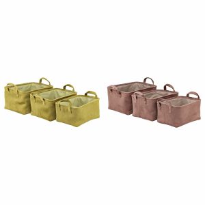 Súprava košíkov DKD Home Decor 38 x 29 x 20 cm Polyester (2 kusov)