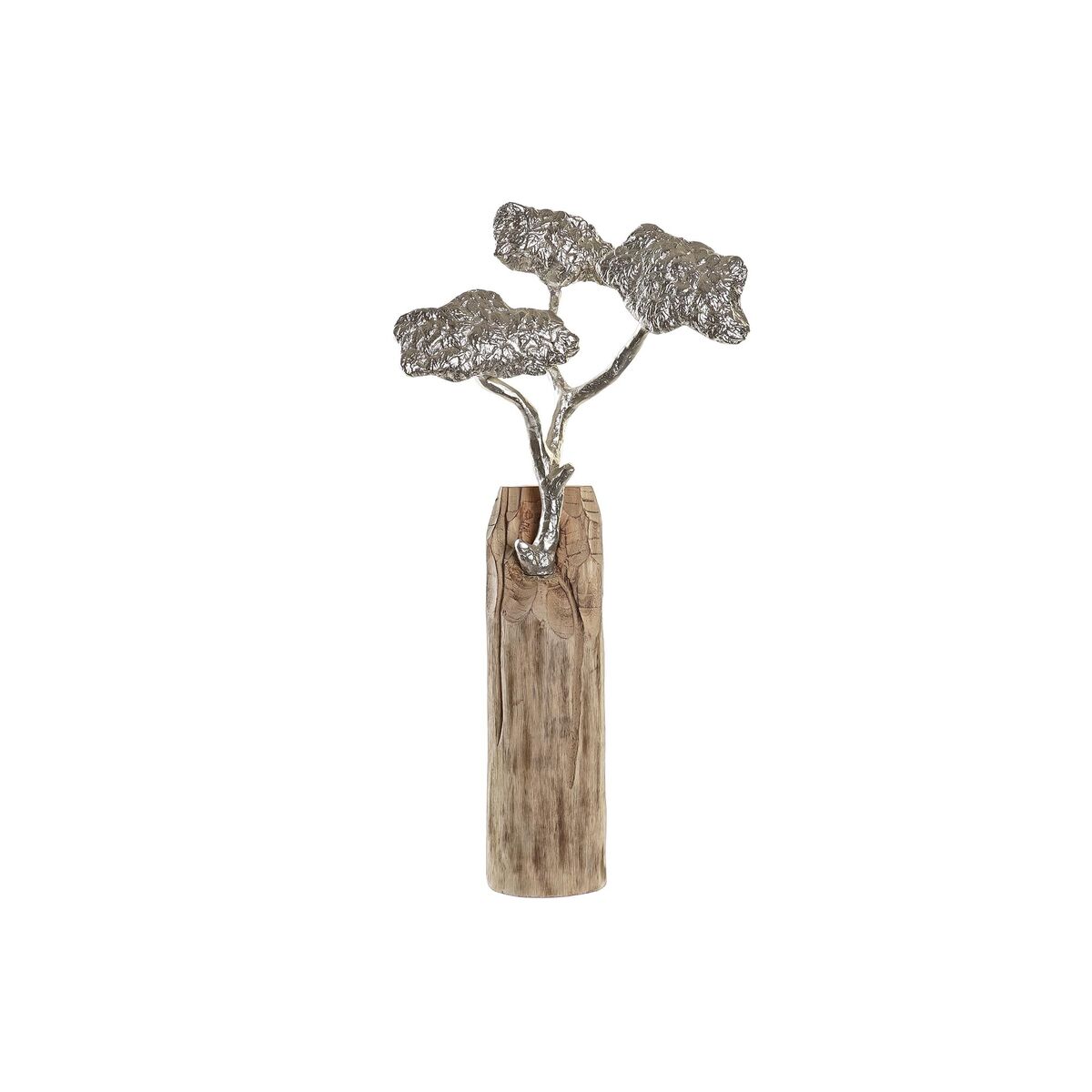 Dekoratívne postava DKD Home Decor Kmeň Striebristý Strom Gaštanová Aluminium Koloniálny štýl Mangové drevo (26 x 11 x 51 cm)